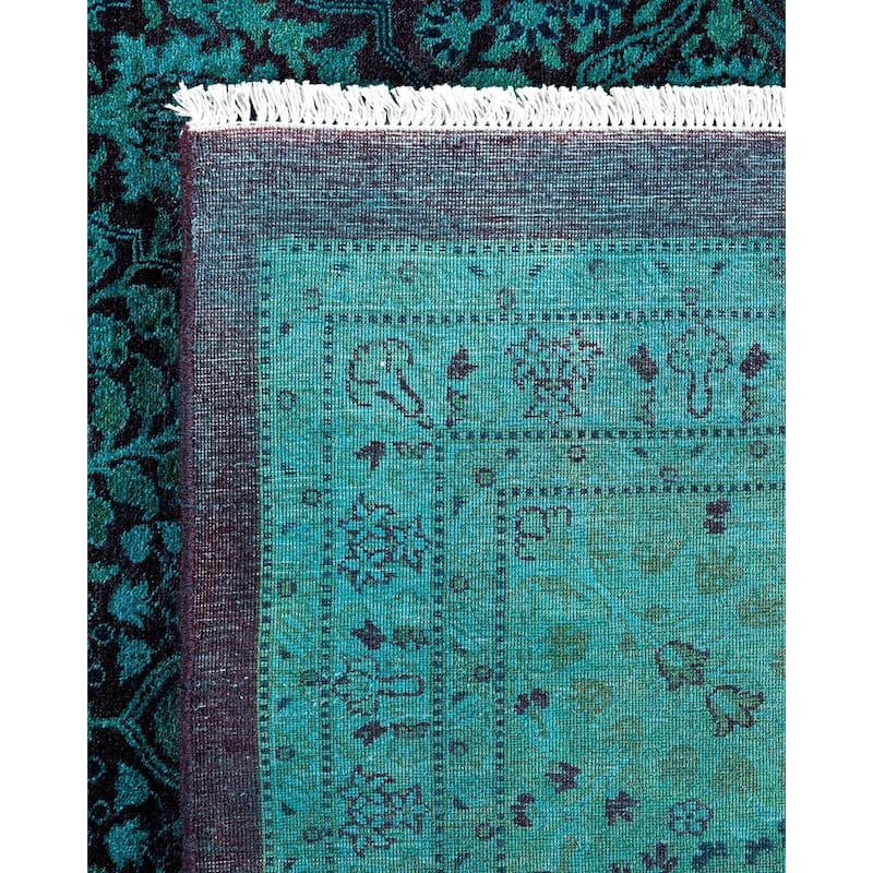 Overdyed, One-of-a-Kind Hand-Knotted Area Rug - Blue - 10' 2" x 17' 8"