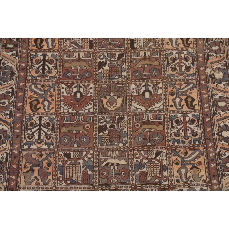 Garden Design Bakhtiari Persian Vintage Rug Hand-knotted Wool Carpet - 5'4" x 9'6"