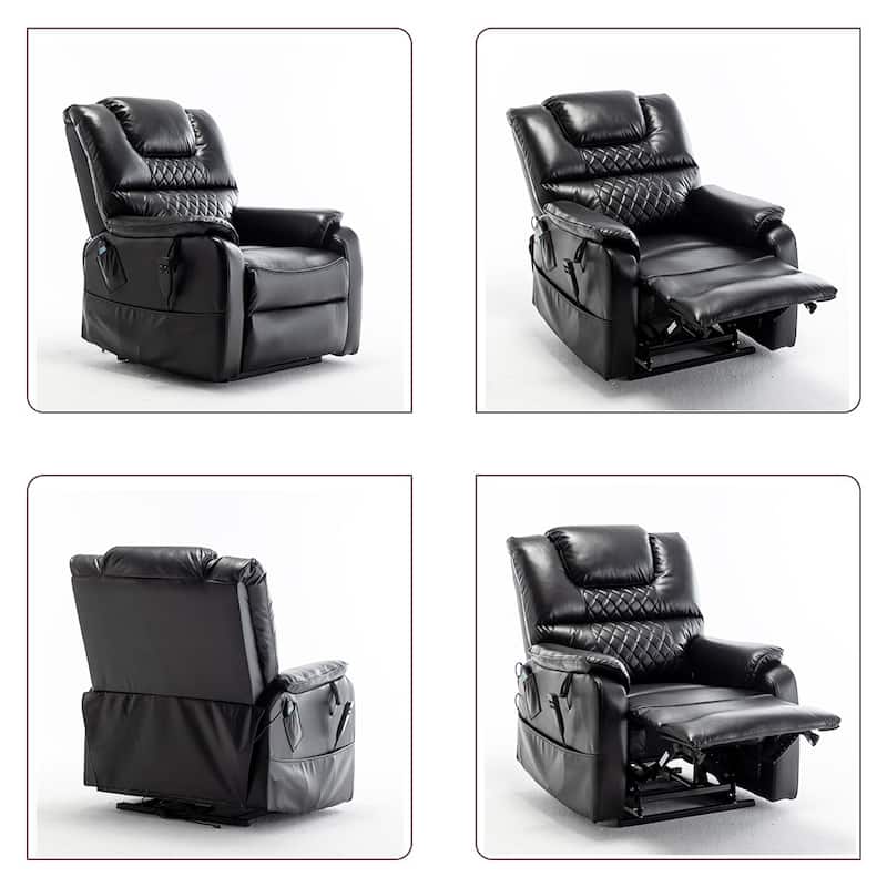 35.5"W Dual Electric Power Lift Recliner,Massage&Heat,180 degrees