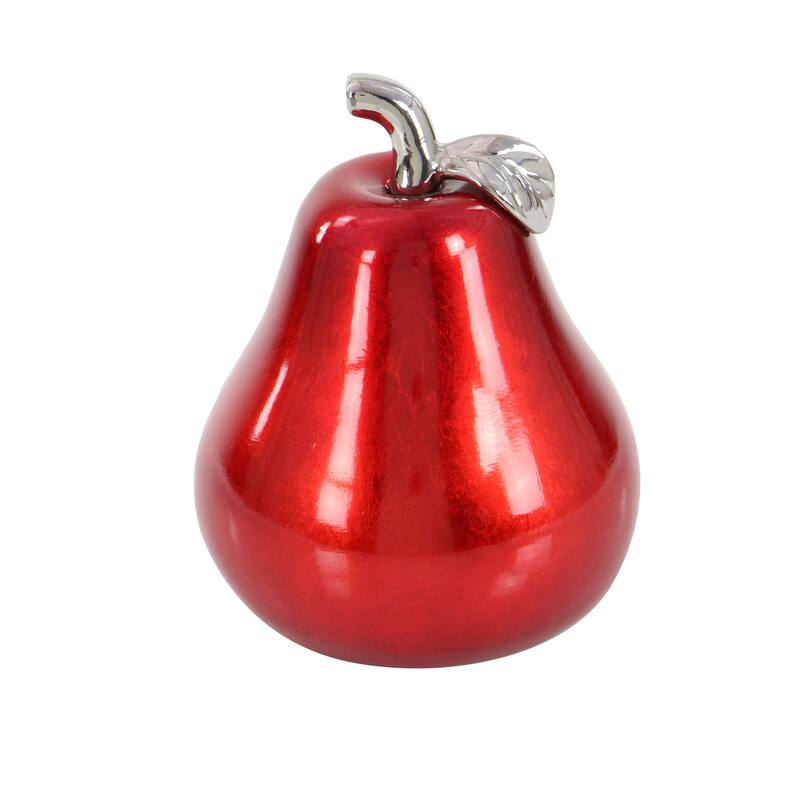 Copper Grove Kitty Red Ceramic Pear and Apple (Set of 2)