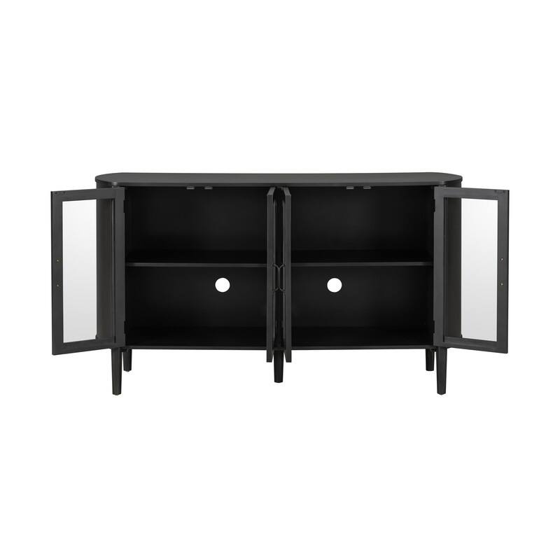 58" Sideboard with 4 Glass Doors for Living Room and Dining Room Organization