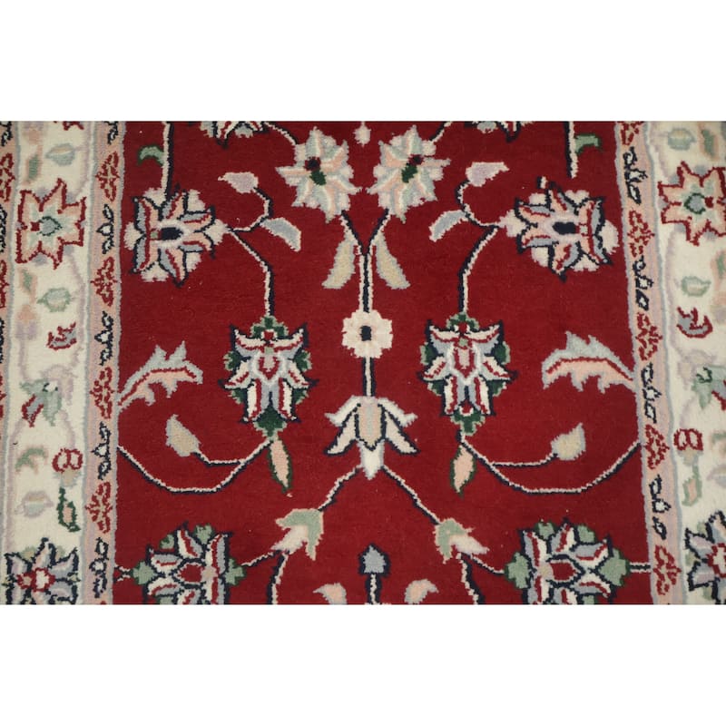 Hand Knotted Oriental 100% Wool Carpet Traditional All-Over Navy Blue & Blues Kashan Runner Rug - 10' 0'' X 2' 7''