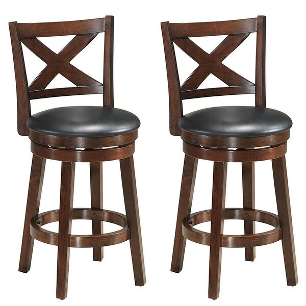 Costway Set of 2 Bar Stools 24'' Height Wooden Swivel Backed Dining