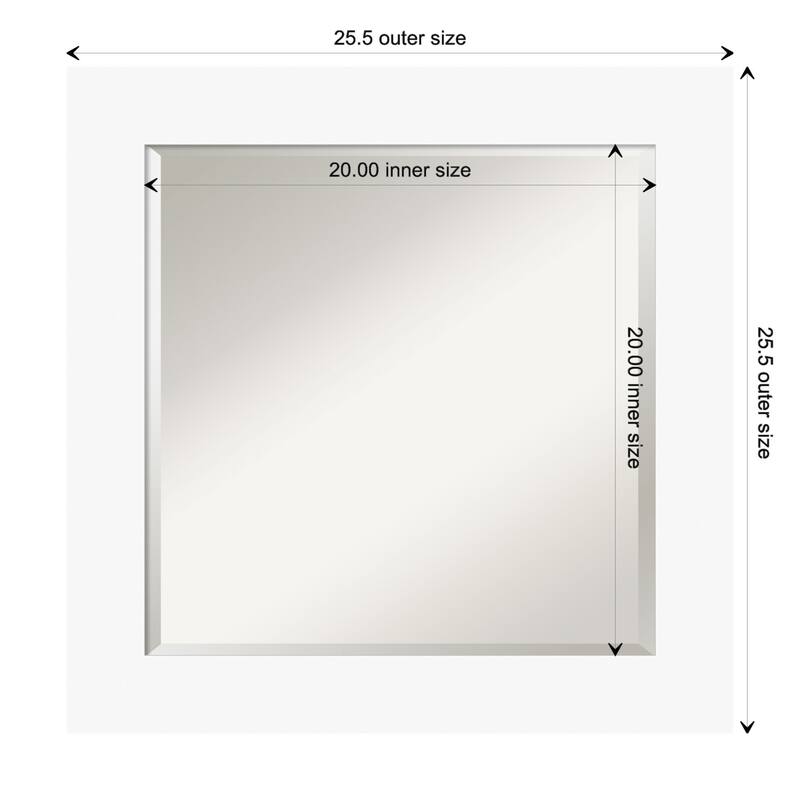 Basic Beveled Wood Framed Wall Mirror - Basic White - Glass Size 20x20