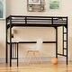 preview thumbnail 1 of 10, Twin Loft Bed with Desk, Ladder and Guardrails, Bookdesk Under Bed in Black Black