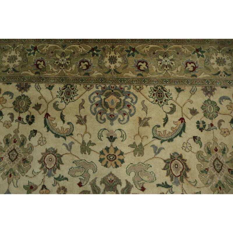 Hand Knotted Oriental 100% Wool Carpet Traditional All-Over Beige & Ivories Ziegler Area Rug - 8' 11'' X 6' 1''