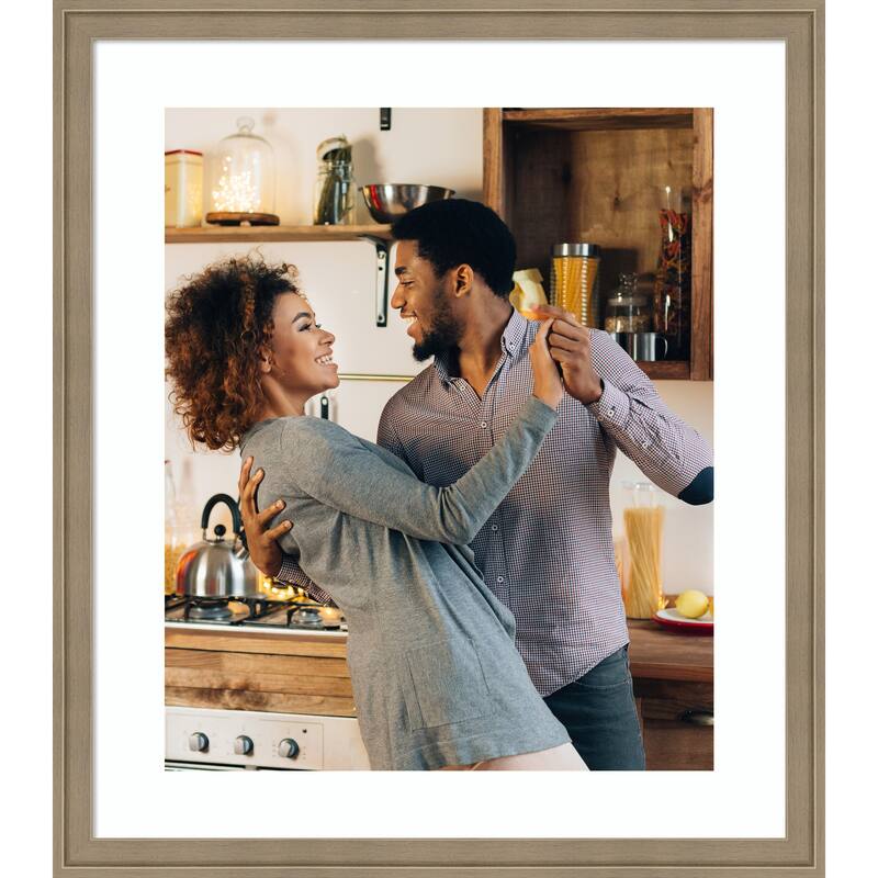 Florence Gold Framed Picture Frame, Photo Frame - 20x24 Matted White 16x20 - Florence Light Brown