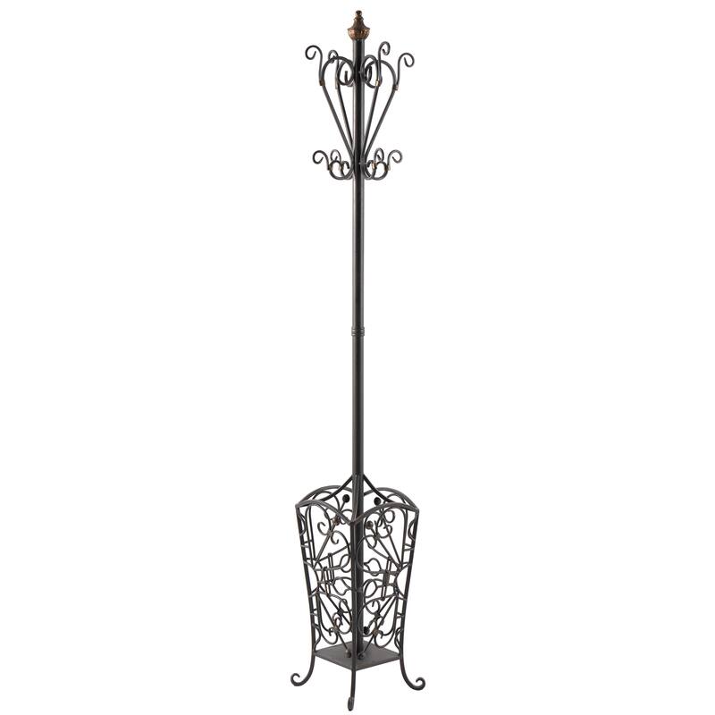 Black Metal Vintage Style Coat Rack with Scroll Designs