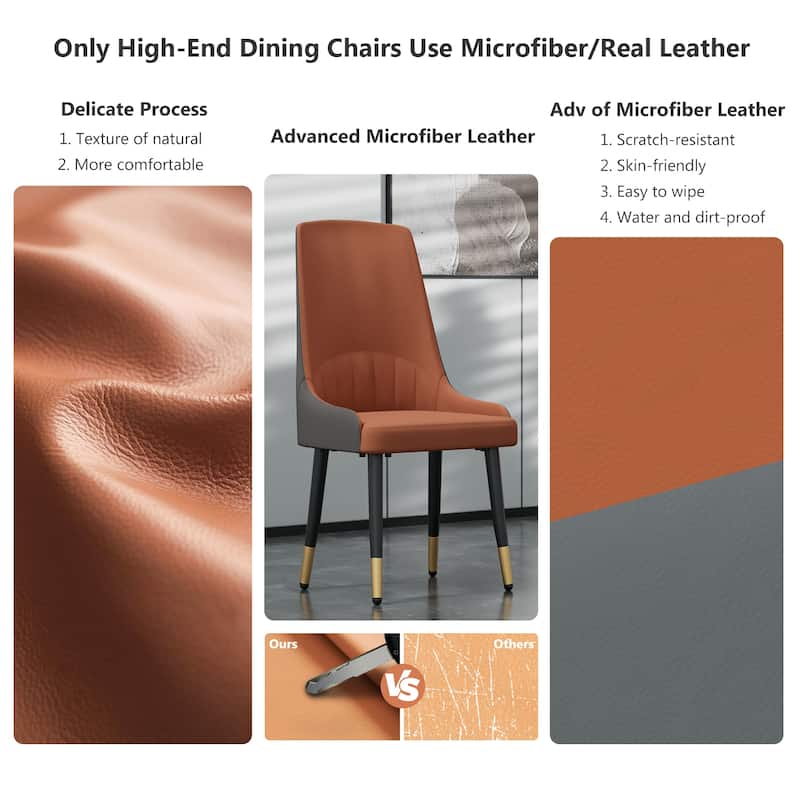 Modern Microfiber Leather Dining Chairs (Set of 2)