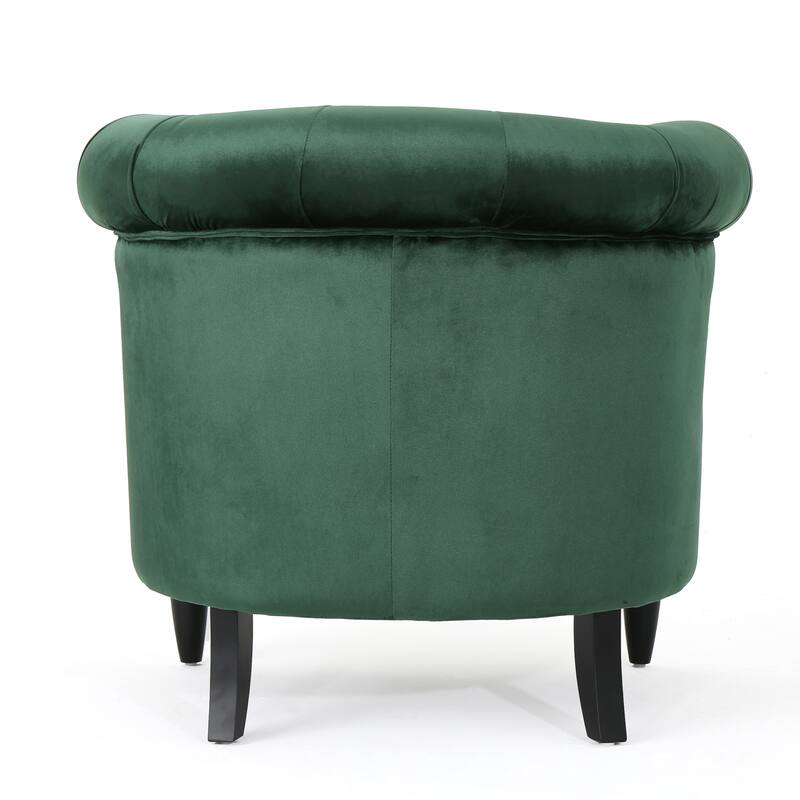 Roomfitters Tufted Upholstered Club Chair, Elegant Rolled-Arm Accent Armchair with Nailhead Trim for Living Spaces
