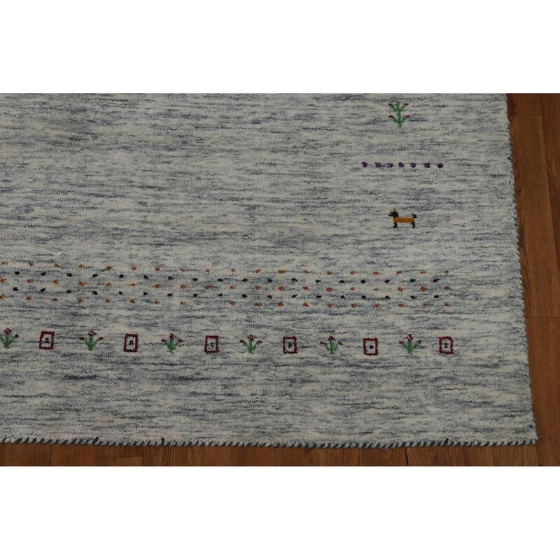 Hand Knotted Oriental 100% Wool Carpet Tribal Tribal Greys & Charcoal Gabbeh Area Rug - 8' 10'' X 6' 1''