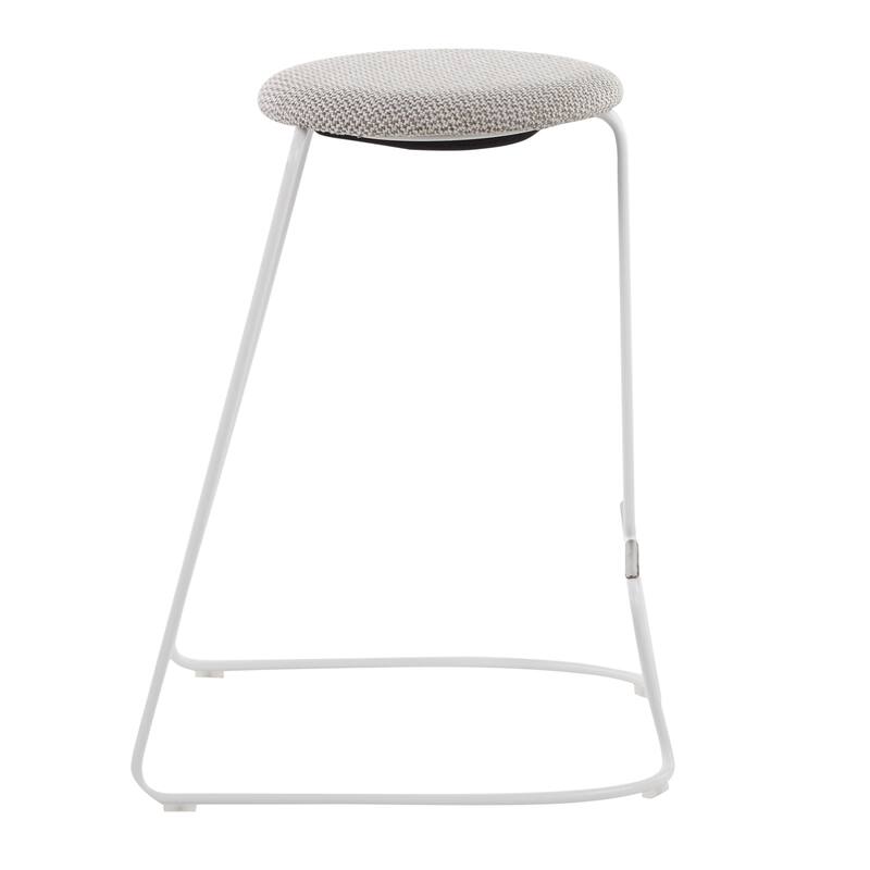 Finn Counter Stool in White Steel and Charcoall Fabric - Set of 2 - 19.5"Lx18"Wx25.75"H