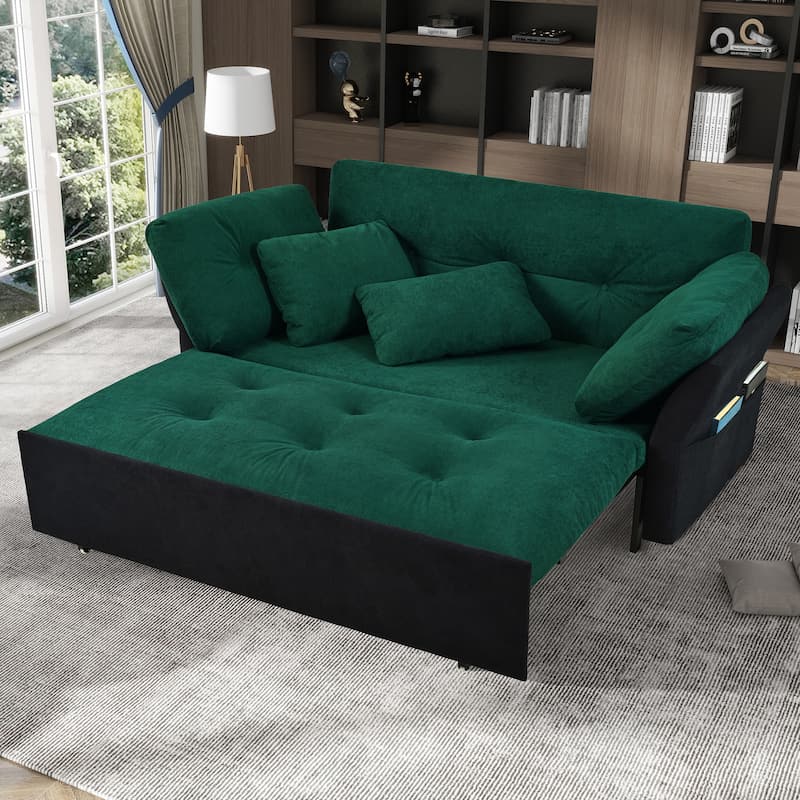 3-in-1 Convertible Sleeper Couch, chenille Loveseat Sofa