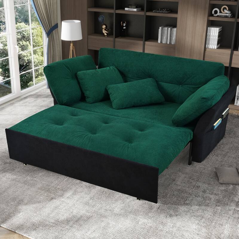 74.01" Chenille 3-in-1 Convertible Sleeper Sofa Bed with Storage