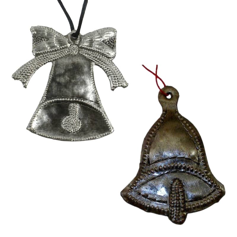 Haitian Steel Drum Ornament Set of Holiday Bells - N/A