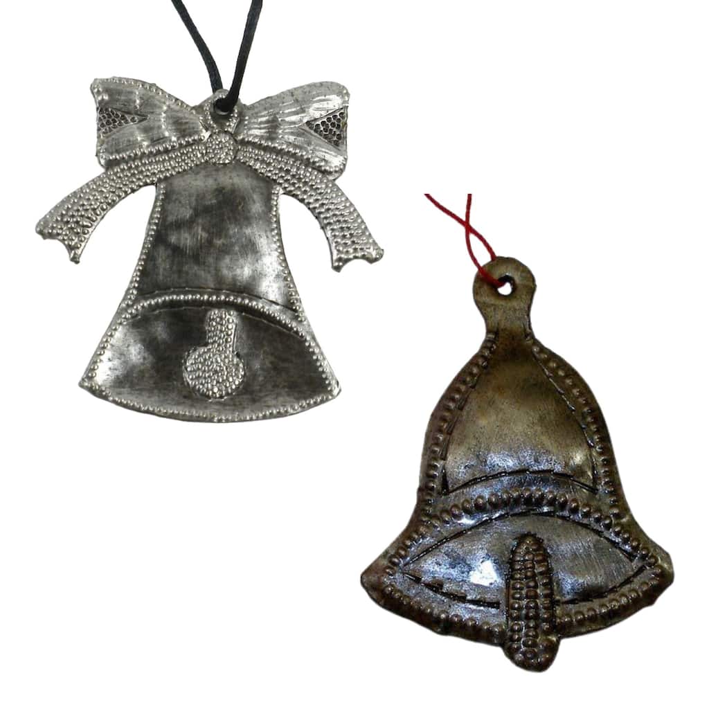 Haitian Steel Drum Ornament Set of Holiday Bells - N/A
