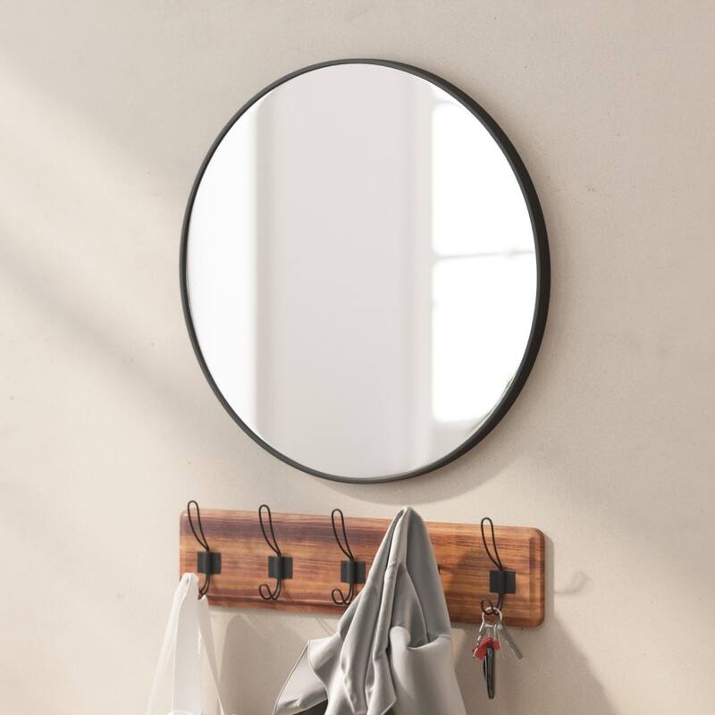Accent Wall Mount Mirror with Metal Frame - Round Wall Mirror