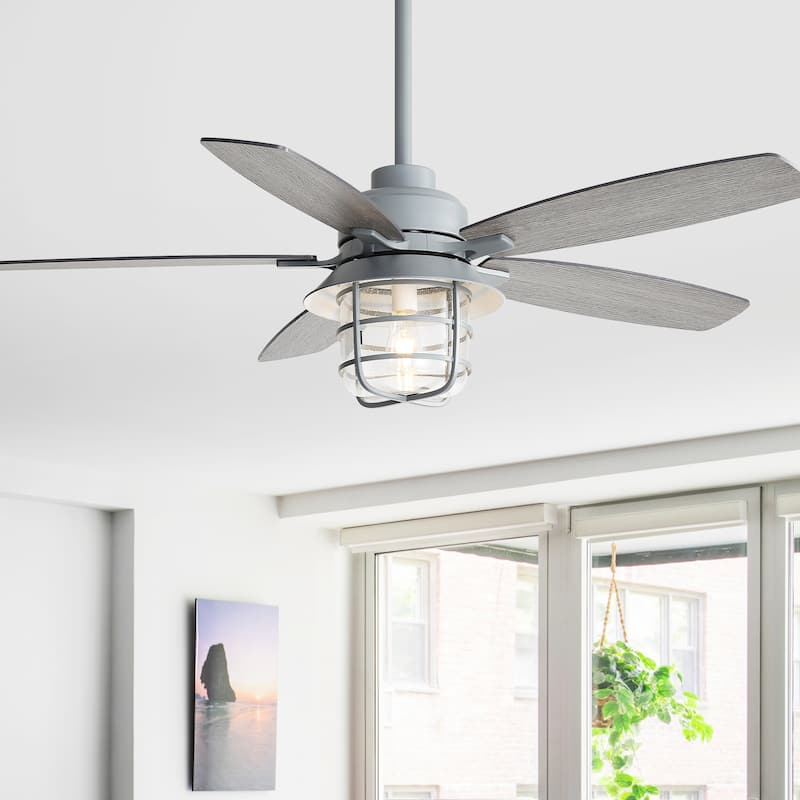 52-Inch Ceiling Fan With E26 Light, 5 Plywood Blades,6 Wind Speed - Cement Grey