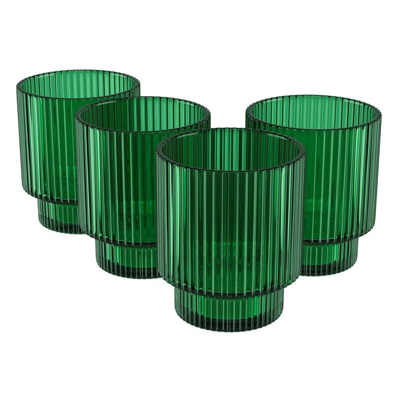 American Atelier Vintage Art Deco Fluted Drinking Glasses Set of 4
