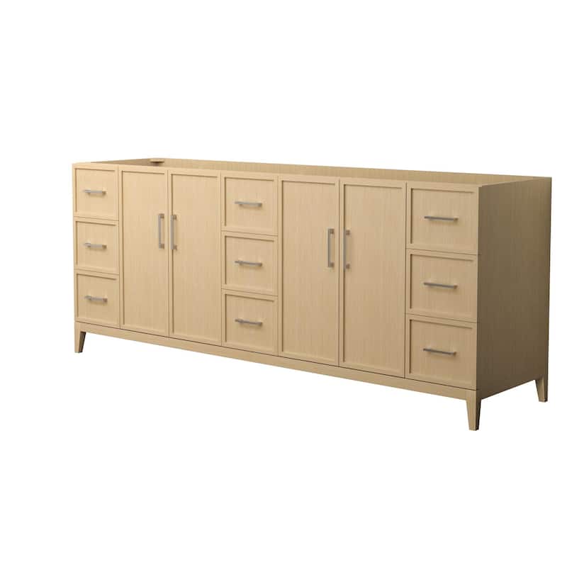 Elan 84-inch Double Vanity Cabinet - White Oak, Nickel Trim, No Top