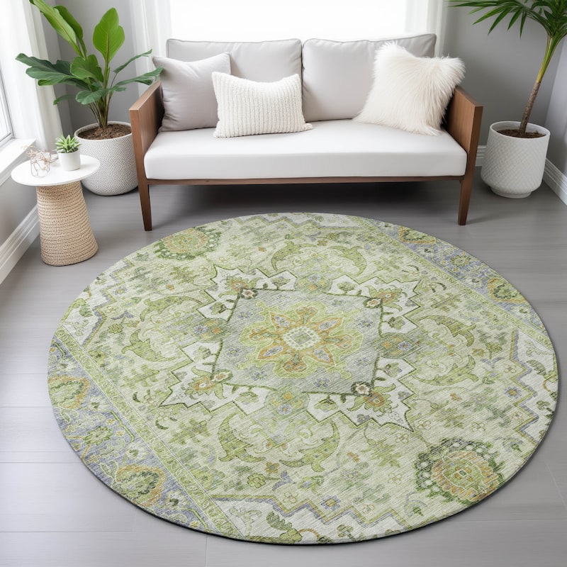 Machine Washable Indoor/Outdoor Traditional Vintage Chantille Rug