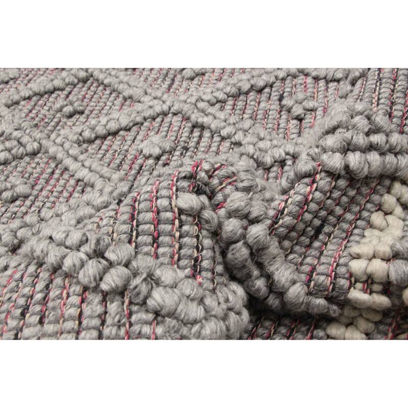 ECARPETGALLERY Braid weave Sienna Grey Wool Rug - 5'2 x 7'10