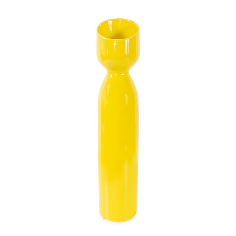 Allan Andrews Contemporary Glossy Yellow Slanted Top Ceramic Vase