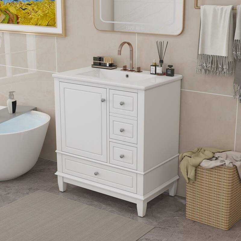 30"Freestanding Bathroom Vanity with Ceramic Sink
