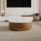 preview thumbnail 15 of 31, Modern Drum Coffee Table with Oak Veneer, Sintered Stone Coffee Table with 2 Solid Wood Drawers, Fully Assembled, White