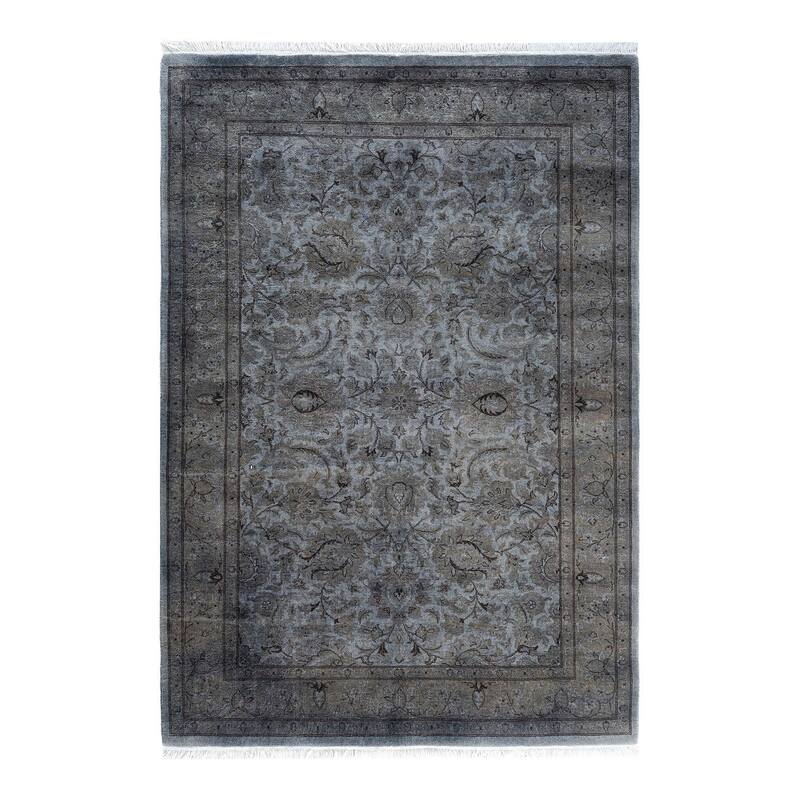 Fine Vibrance One-of-a-Kind Hand-Knotted Area Rug - Gray, 4' 3" x 6' 0" - 4' 3" x 6' 0"