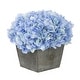 preview thumbnail 7 of 31, Faux Hydrangea in Grey Washed Wood Cube Planter Blue
