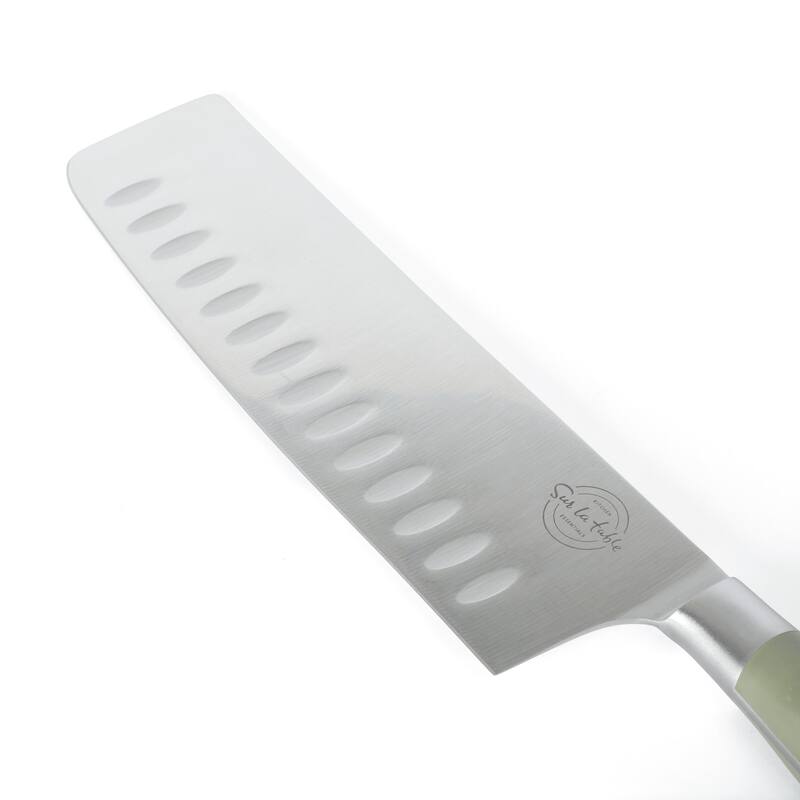 Sur La Table Kitchen Essentials 5 Piece German Steel Blade With Triple Riveted Handle Set on Beechwood Magentic Block