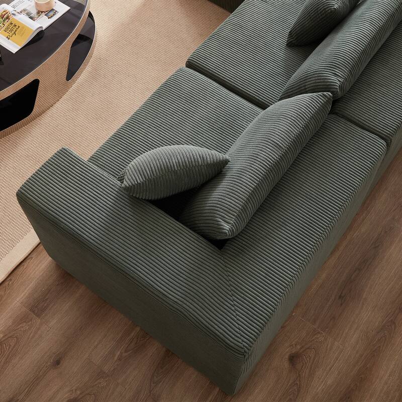 Anmytek 104-Inch Corduroy Modular L-Shaped Sectional Sofa 4PC Free Combination Luxury Foam-Filled