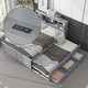 preview thumbnail 1 of 11, Gray Full Size Platform Bed with Storage Headboard, USB, Twin Size Trundle Gray