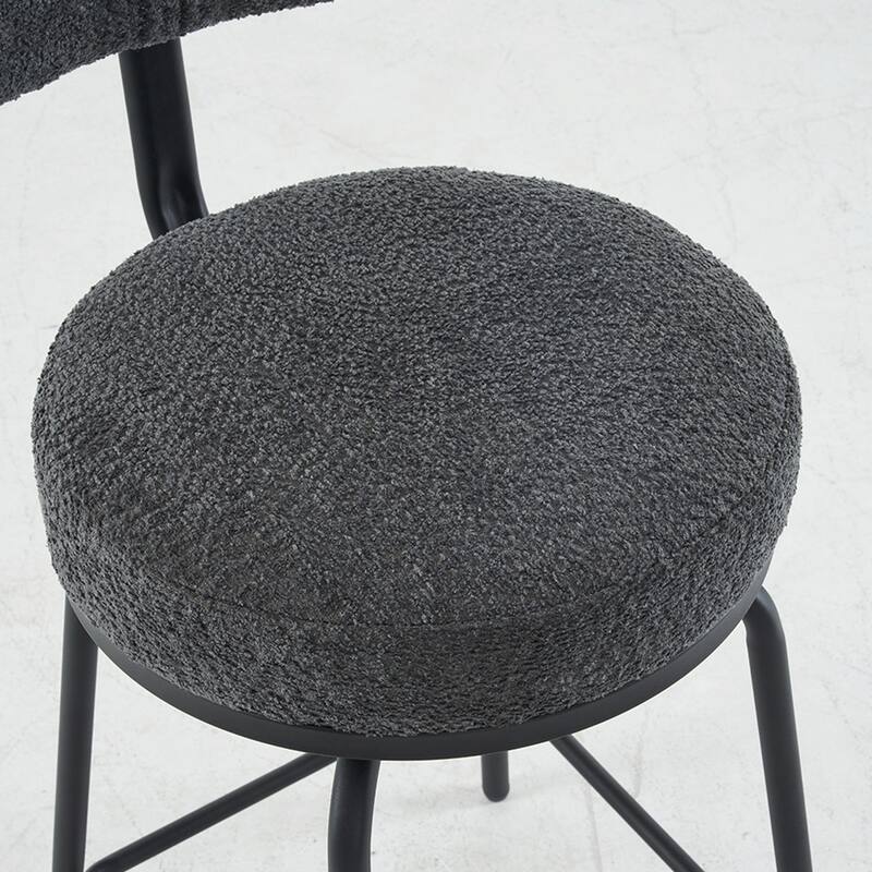 Modern Swivel Bar Stools Set of 2, Boucle Upholstered Counter Height Bar Chairs