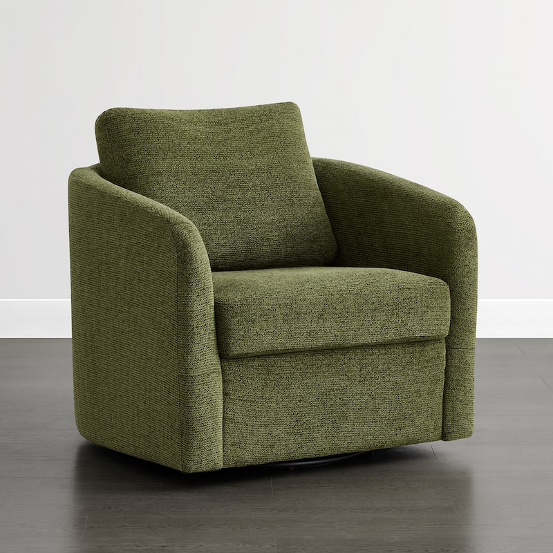 Spruce & Spring Modern Upholstered Swivel Barrel Accent Chair with Ottoman & Removable Slipcover