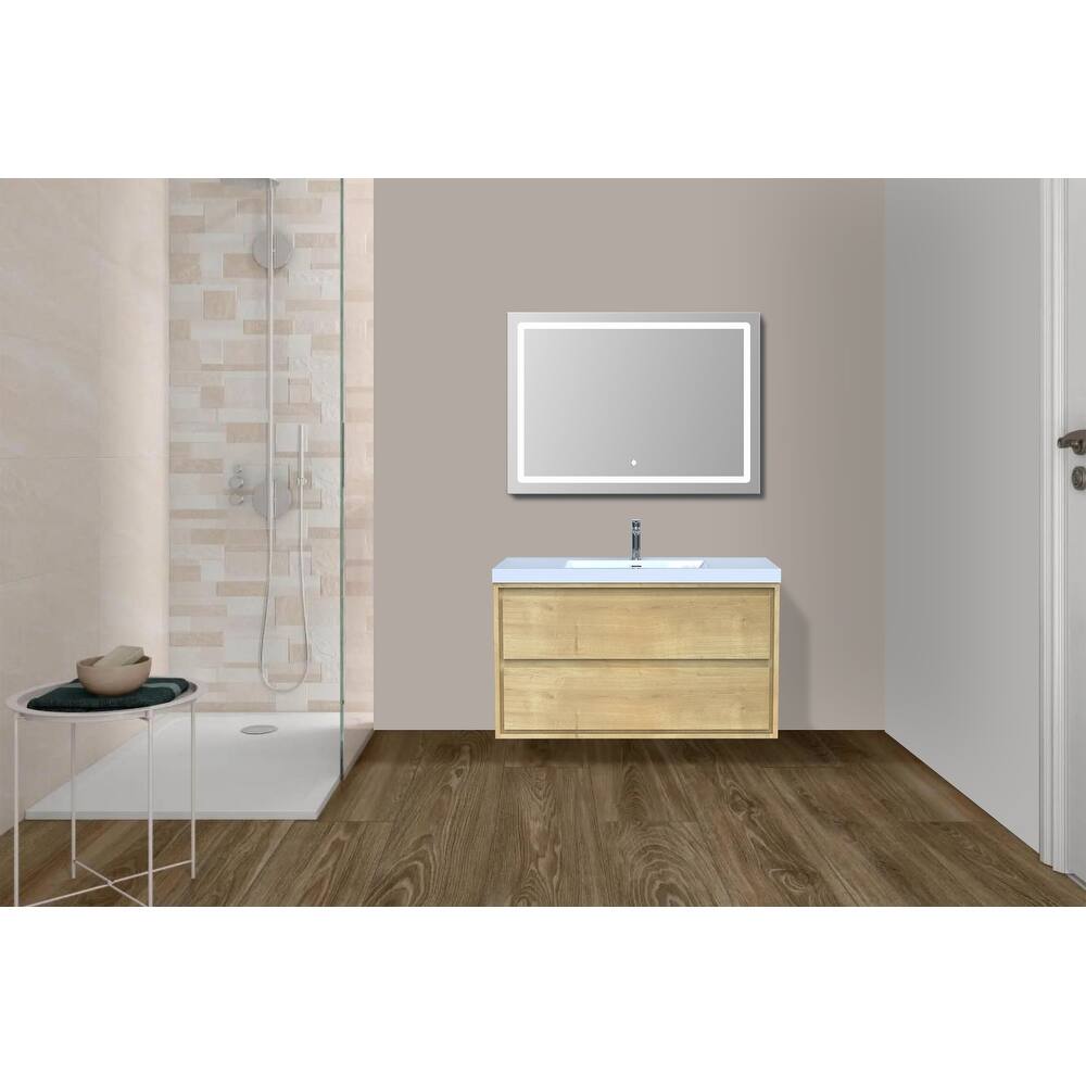 Sage 42" wall mounted bathroom vanity with single basin acrylic top
