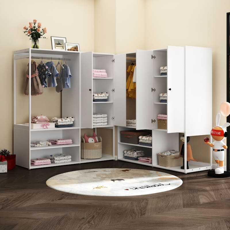 GDF Studio - Arialo Modern Wardrobe Closet with Hanging Rod and Storage Shelves