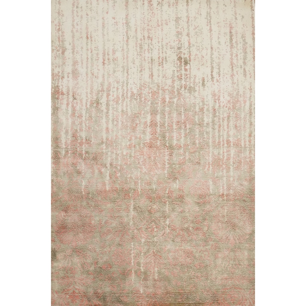 Hand Knotted Oriental Viscose Silk Carpet Modern Abstract Multi-Colored Abstract Area Rug - 6' 7'' X 4' 7''