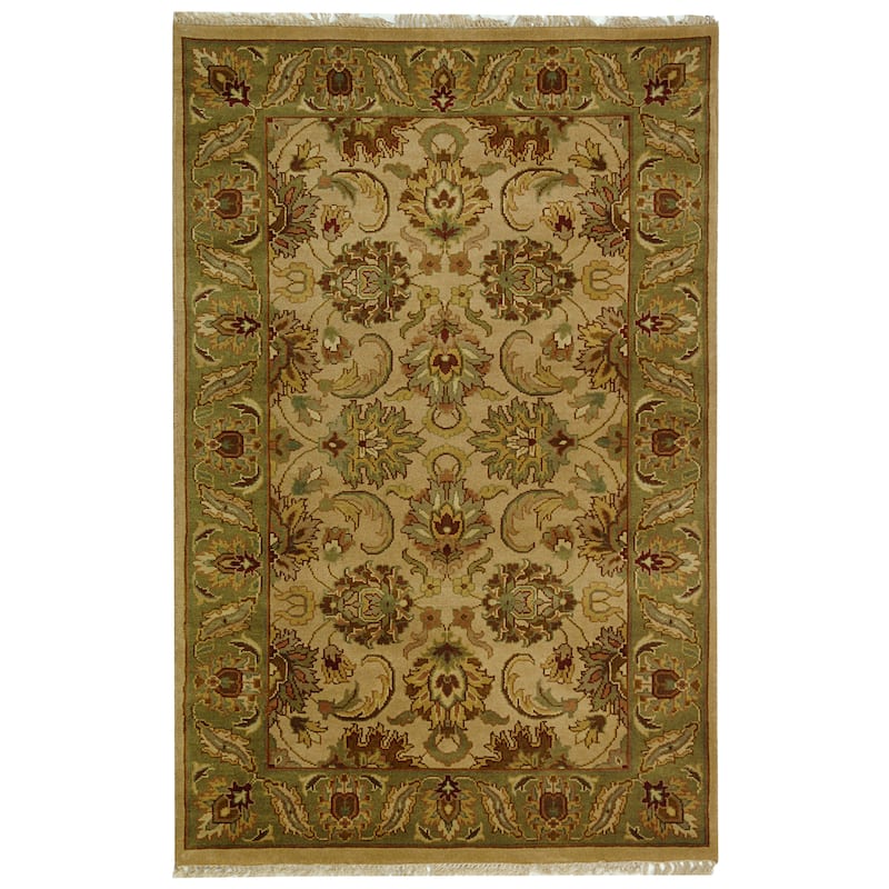 SAFAVIEH Hand-knotted Dynasty Palina Traditional Oriental Wool Rug with - 4' x 6' - Beige/Ivory