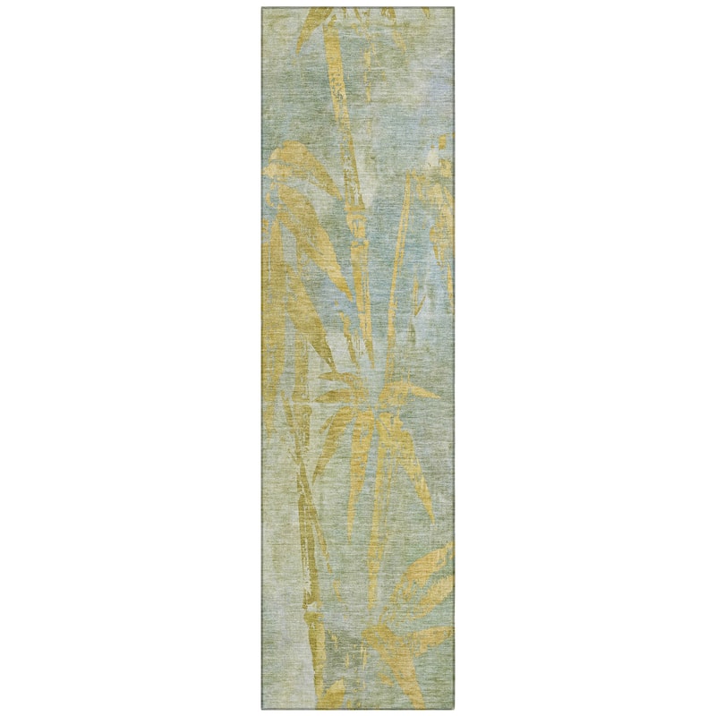 Machine Washable Indoor/ Outdoor Modern Floral Chantille Rug