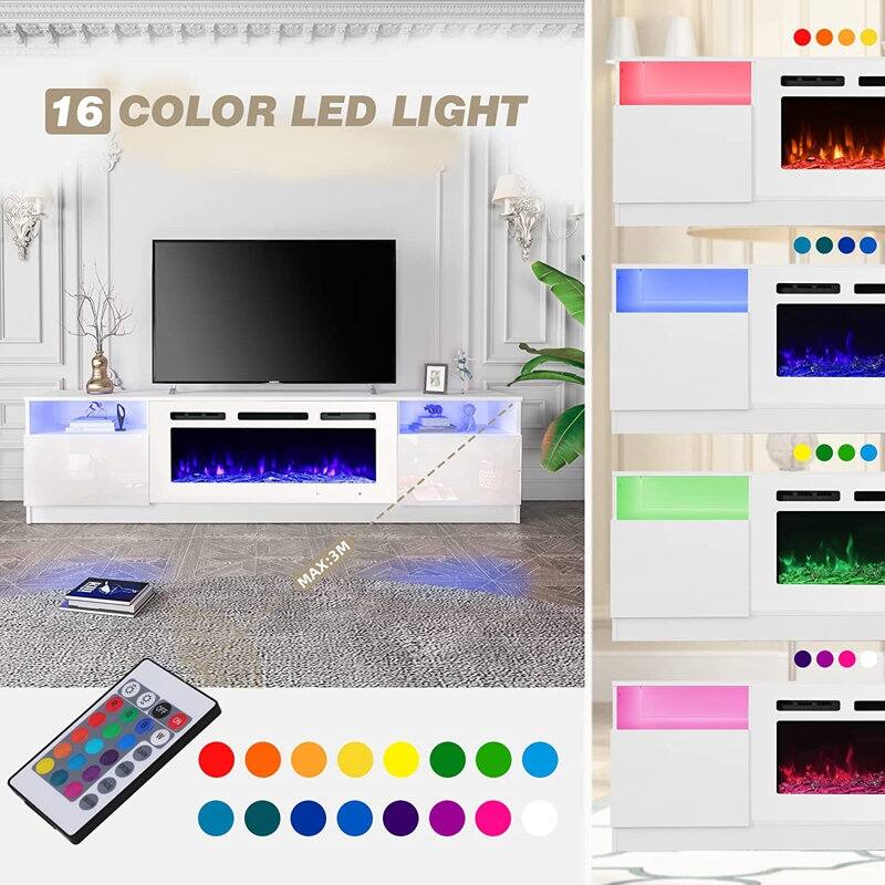 36'' Electric Fireplace TV Stand, Entertainment Center & TV Console for TVs up to 80'', Modern Fireplace Heater for Living Room