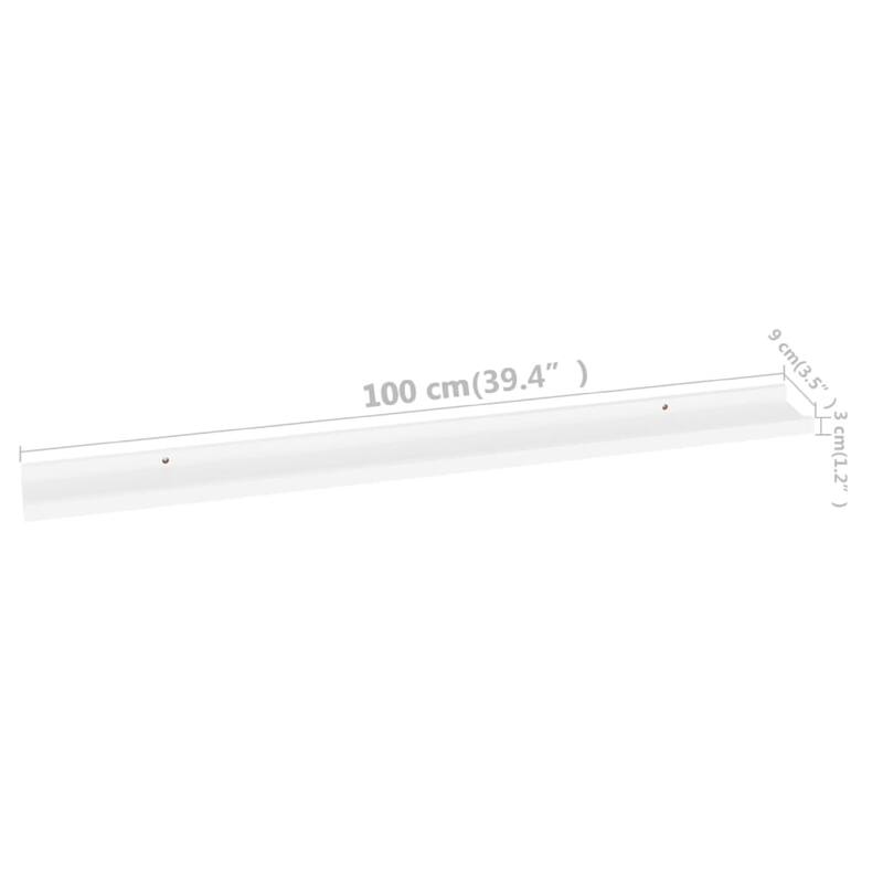 Yuli Modern Wall Shelf Set of 4, Raised Ledge Design, White MDF 39 Inch