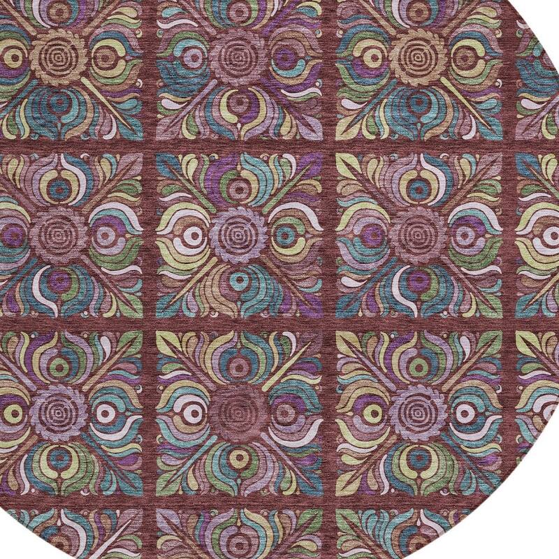HomeRoots Medallion Transitional Rectangle Outdoor Rug