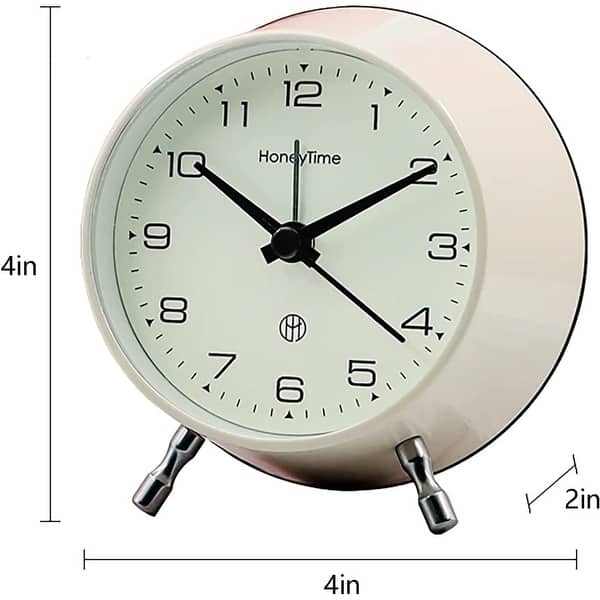 Alarm Clock for Bedroom, 4 Inches Battery Operated Silent Alarm Clocks