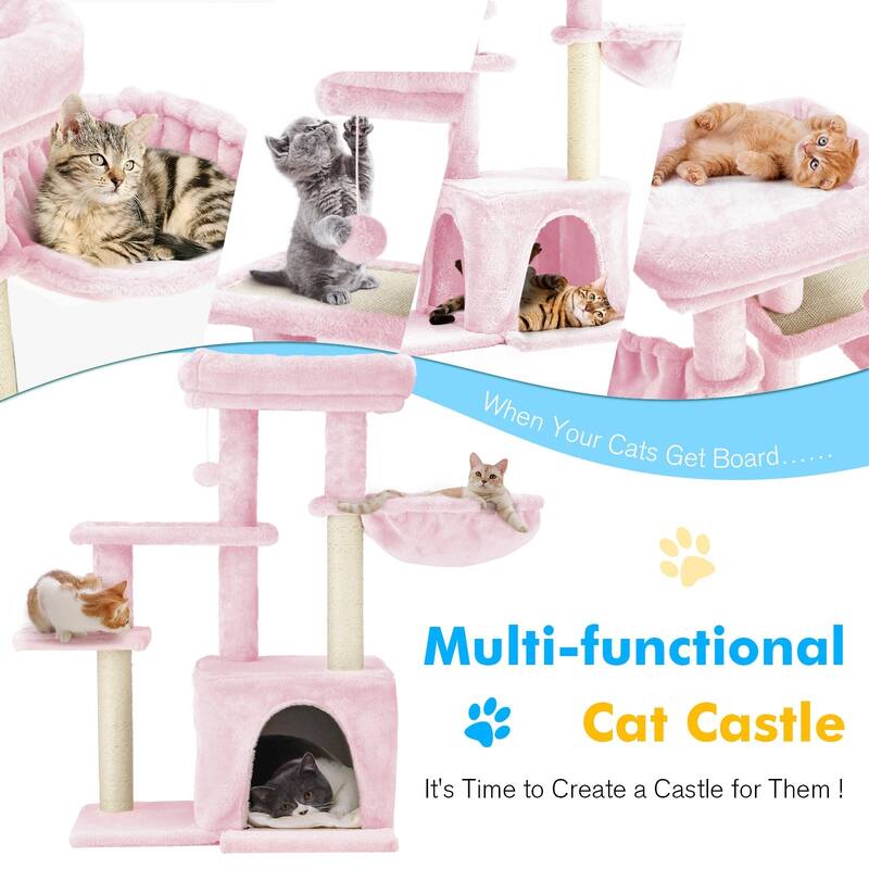 EROMMY Cat Tree – Multi-Level Cat Tower with Sisal Scratching Posts & Swing Ball, Modern Cat Furniture for Indoor Cats