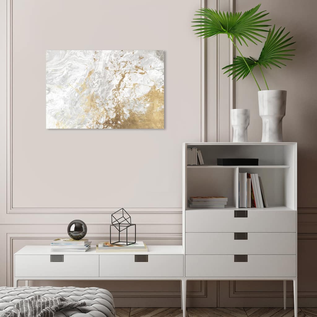 Wynwood Studio Canvas Abstract Marbelized Love Pure Gold and Metallic Gold Modern & Contemporary Wall Art Canvas Print
