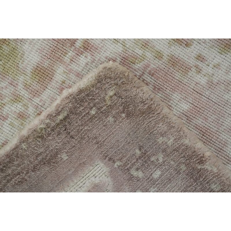 Hand Knotted Oriental Viscose Silk Carpet Modern Floral Multi-Colored Abstract Area Rug - 8' 1'' X 5' 7''