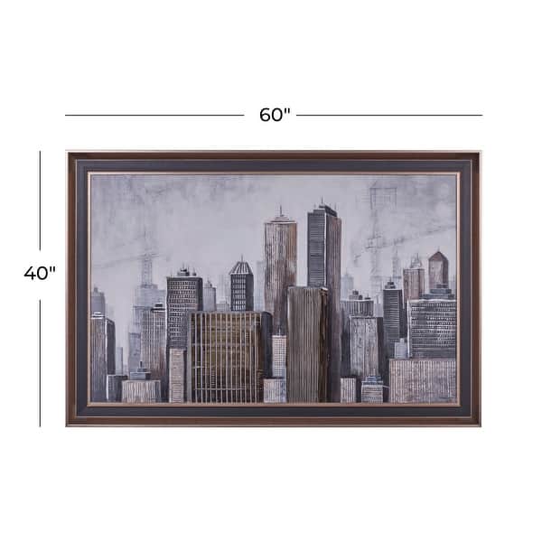 Grey Metal Contemporary Framed Wall Art Architecture 40 x 59 x 2