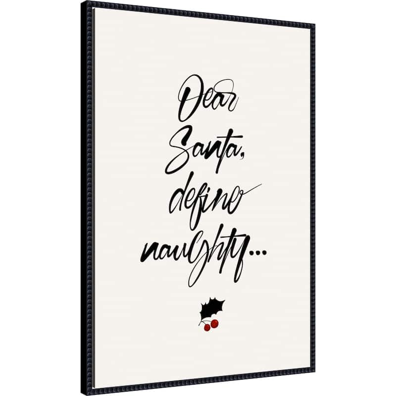 Dear Santa by Eins Kubistika (23 x 33 in.), Framed Canvas Wall Art Print - Sylvie Beaded Black